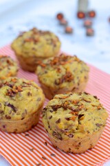 Purple carrot muffins with flax seeds