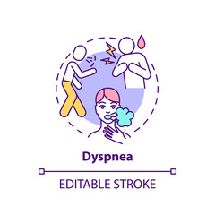 Dyspnea concept icon. Shortness of breath idea thin line illustration. Chest tightness. Results after illness. Post covid syndrome. Vector isolated outline RGB color drawing. Editable stroke