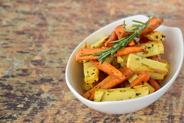 Roasted carrot and parsnip with rosemary