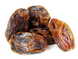 Pile of tasty dry dates isolated on white background. Arabic food
