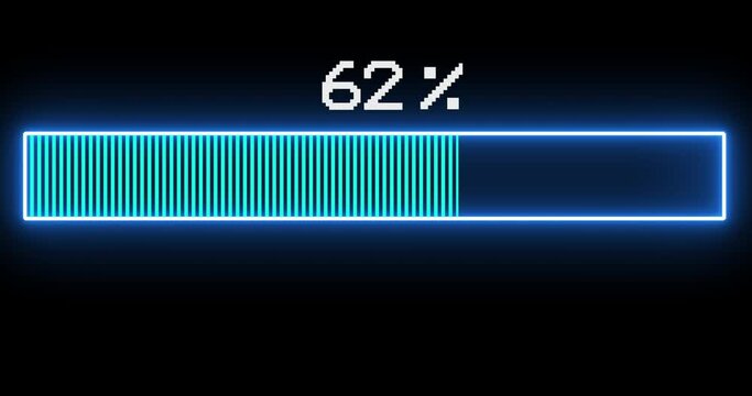 Video of loading with download bar.Transfer Download 0-100% in black background,Digital data,circuit board, Scientific,Video digital art and technology concept.  