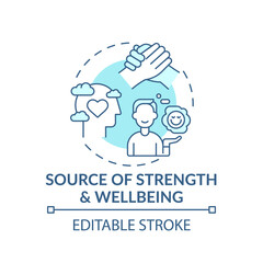 Source of strength and wellbeing turquoise concept icon. Mental health care, psychotherapy. Religious value idea thin line illustration. Vector isolated outline RGB color drawing. Editable stroke
