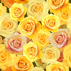 Yellow roses  seamless pattern