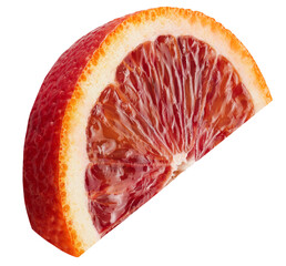 Slice of sicilian orange isolated on white background 