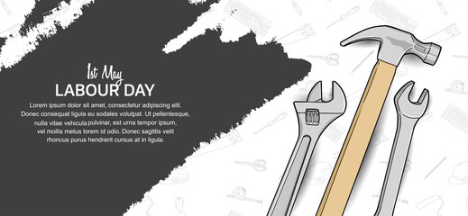 Labor Day design vector. 1st may celebration illustration with tools illustration