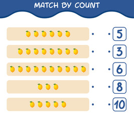 Match by count of cartoon lemon. Match and count game. Educational game for pre shool years kids and toddlers