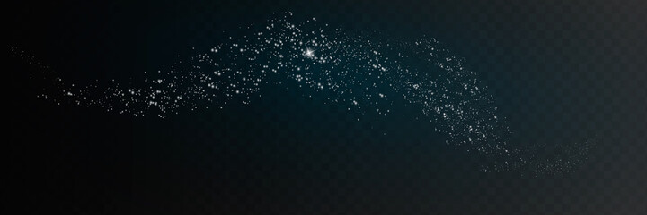 Silver waves glitter on a black background. Bright vector background.