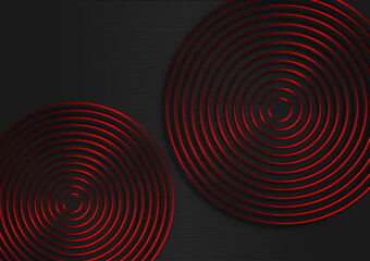 Red metal on the black background, modern design, round shape, business and technology, circle, digital