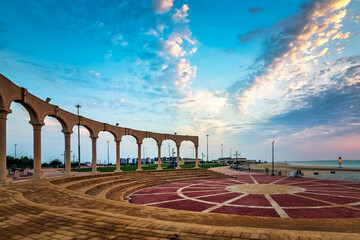 Morning view in Fanateer Beach - Al Jubail City,Saudi Arabia. (Selective focused background blurred)