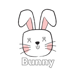 Cute bunny face with doodle style