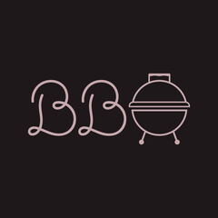 BBQ vector logo. Inscription and icon barbecue. Simple minimal design. Illustration on blank background.