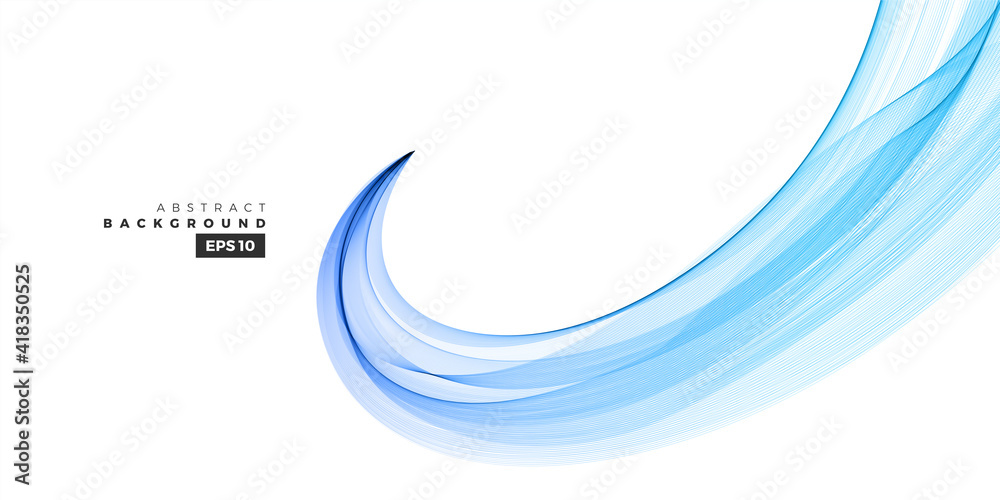Wall mural wave vector element with abstract blue lines for website, banner and brochure, curve flow motion ill