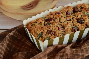 Loaf cake with cranberry, sunflower seeds and pumpkin seeds