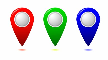 Set of bright map pointers. Vector illustration.