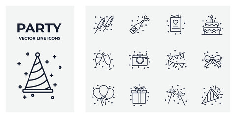 Fototapeta premium Set of Party icon. Party Festival pack symbol template for graphic and web design collection logo vector illustration