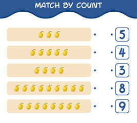 Match by count of cartoon quince. Match and count game. Educational game for pre shool years kids and toddlers