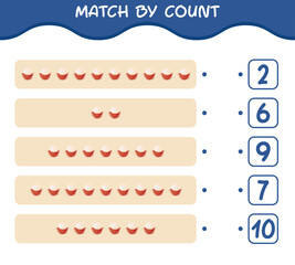 Match by count of cartoon rambutan. Match and count game. Educational game for pre shool years kids and toddlers