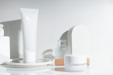 beauty fashion cosmetic makeup bottle lotion cream product with skincare healthcare concept on background