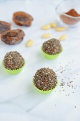 Chia date almond cacao energy balls