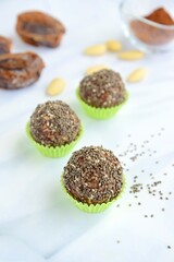 Chia date almond cacao energy balls