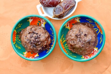 Homemade Chocolate Date Chia Seed Pudding Ice Cream with Cacao Nibs