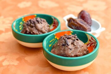 Homemade Chocolate Date Chia Seed Pudding Ice Cream with Cacao Nibs