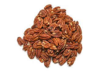 Pecan-nut isolated on white background. Top view.