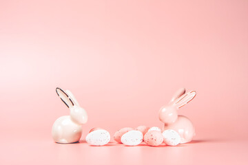 Creative photo of easter eggs on colorful background.