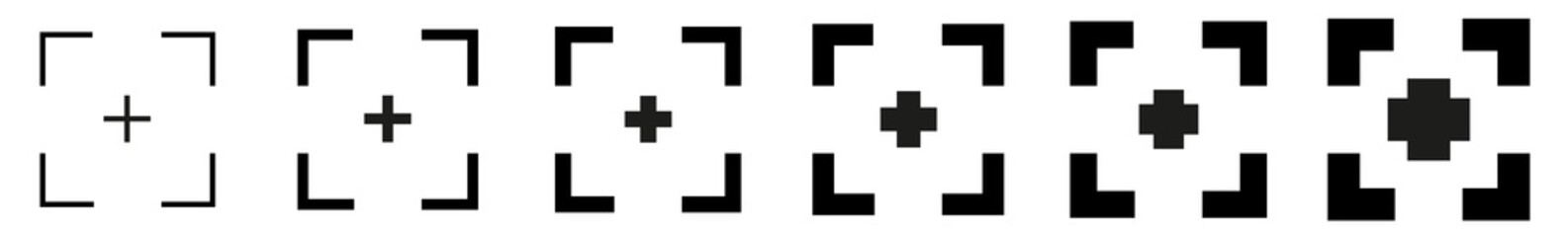 Fototapeta premium Viewfinder Icon Black | Full Screen Illustration | Video Expand Button Symbol | Enlarge Frame Logo | Fullscreen Sign | Isolated | Variations