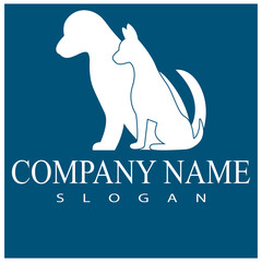 Cat and Dog vector silhouettes logo template