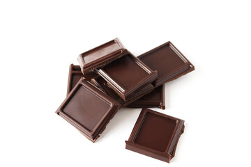 Pieces of chocolate isolated on white background