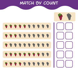 Match by count of cartoon red grape. Match and count game. Educational game for pre shool years kids and toddlers