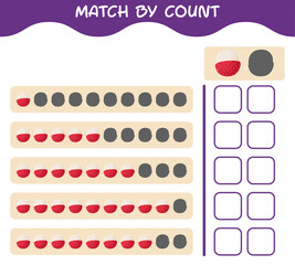 Match by count of cartoon lychee. Match and count game. Educational game for pre shool years kids and toddlers