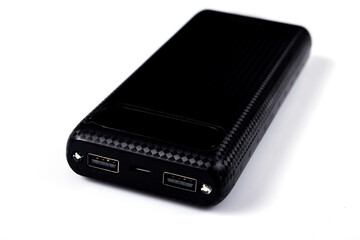 Power bank for charging mobile devices. Smartphone charger. External battery for mobile devices.