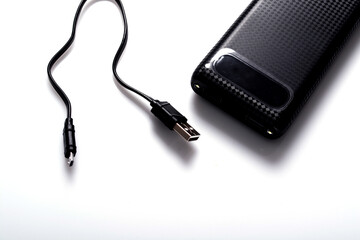 Power bank for charging mobile devices. Smartphone charger. External battery for mobile devices.