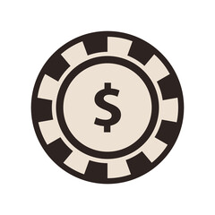 Casino chip dollar mark vector icon