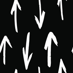 Seamless pattern with hand drawn black and white cross. Paint objects background for your design. Vector art drawing. Brush  grunge illustration