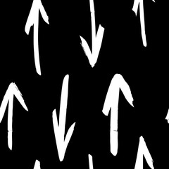 Seamless pattern with hand drawn black and white cross. Paint objects background for your design. Vector art drawing. Brush  grunge illustration