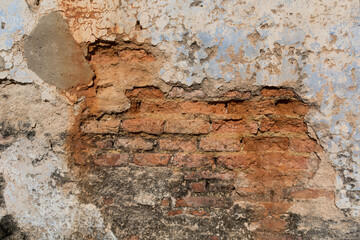 Old Brick Wall Texture. Painted Distressed Wall Surface. Grunge Red Stonewall Background.