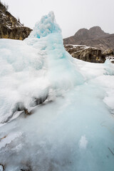 View of icicles in Altay mountains