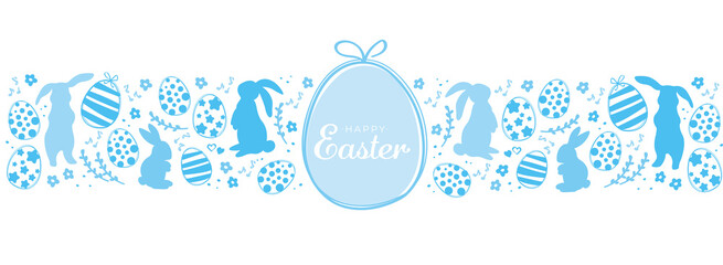 Easter decorations with minimalis easter eggs and bunnies. Vector hanging easter eggs