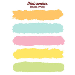 Vector paint strokes set in different colors. Vintage style.