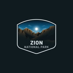 Zion national park night badge illustration design sticker vector