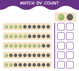 Match by count of cartoon melon. Match and count game. Educational game for pre shool years kids and toddlers