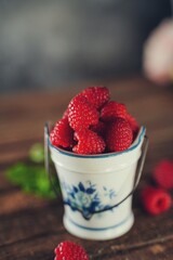 Fresh Raspberries still life, selective focus