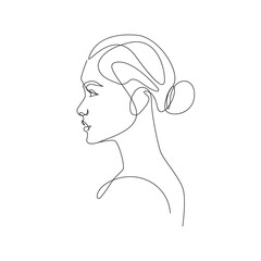 Continuous Line Drawing of Woman Face, Fashion Minimalist Concept, Woman Beauty Drawing, Vector Illustration. Good for Prints, T-shirt, Banners, Slogan Design Modern Graphics Style