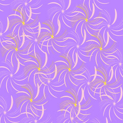 Fototapeta na wymiar Abstract yellow spring flowers on a light lilac background