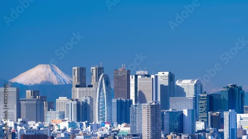 富士山と東京 タイムラプス 高層ビル群 Wall Mural Oka 富士山と東京 タイムラプス 高層ビル群 Wall Mural Oka