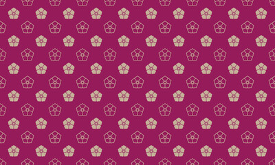 和柄素材　桔梗　シームレスパターン　紫　ゴールド