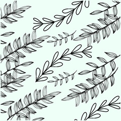 Seamless stylish leaves pattern vector background texture
